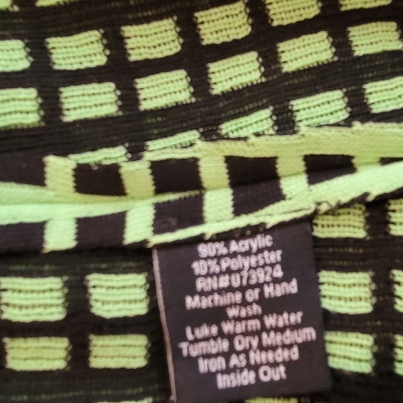 Misook green & black checker sweater cardigan small - Picture 6 of 7